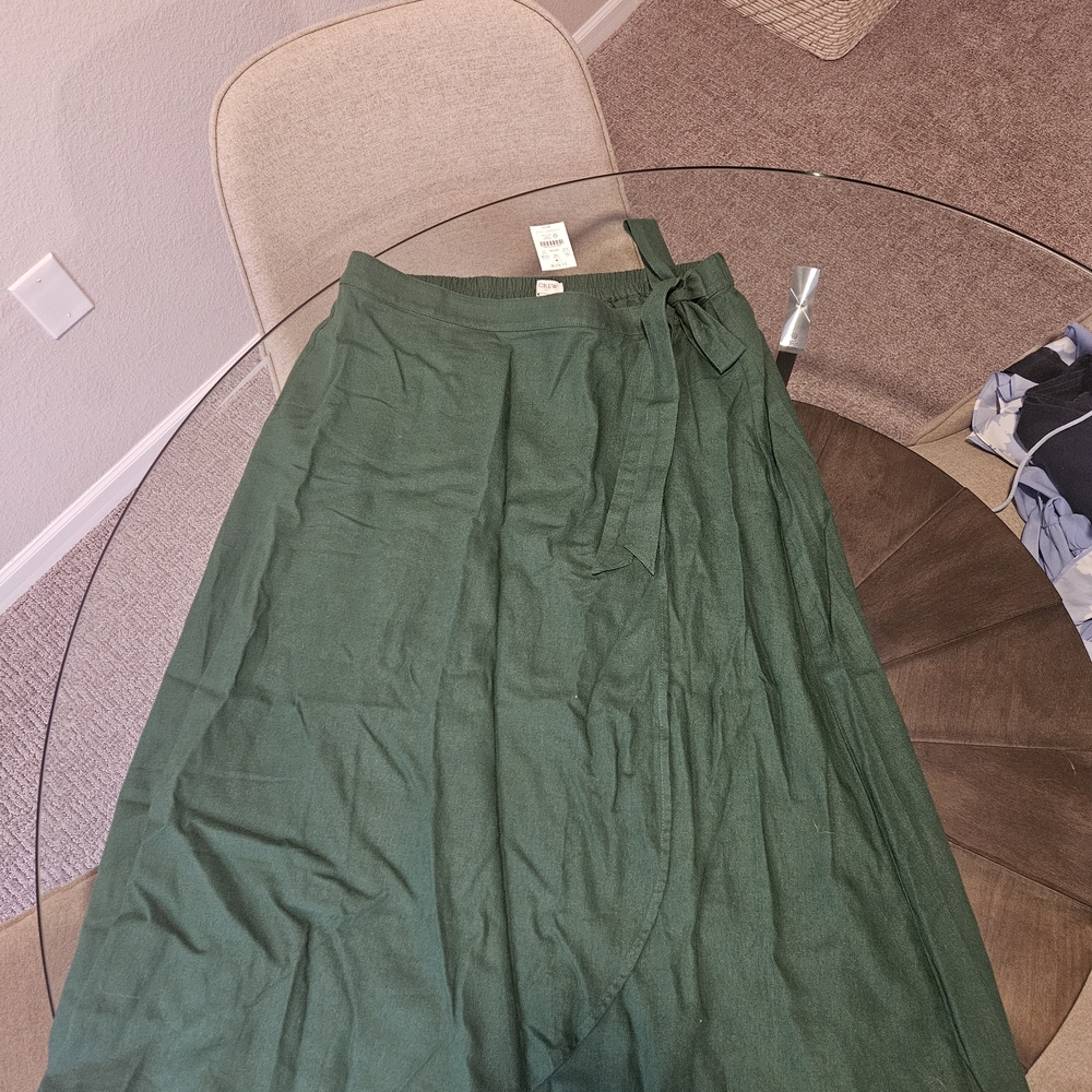 J. Crew Forest Green Wrap Skirt